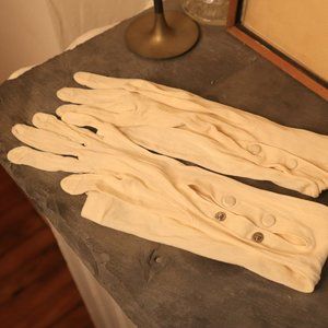 Antique Formal White Elbow Length Gauze Gloves